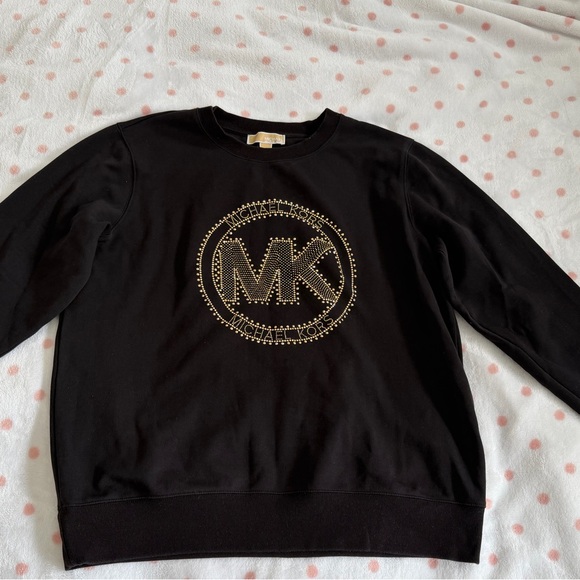 Michael Kors Black Embellished Logo Cotton Blend Sweatshirt - Picture 2 of 5